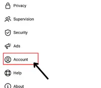 move to the account option of your instagram